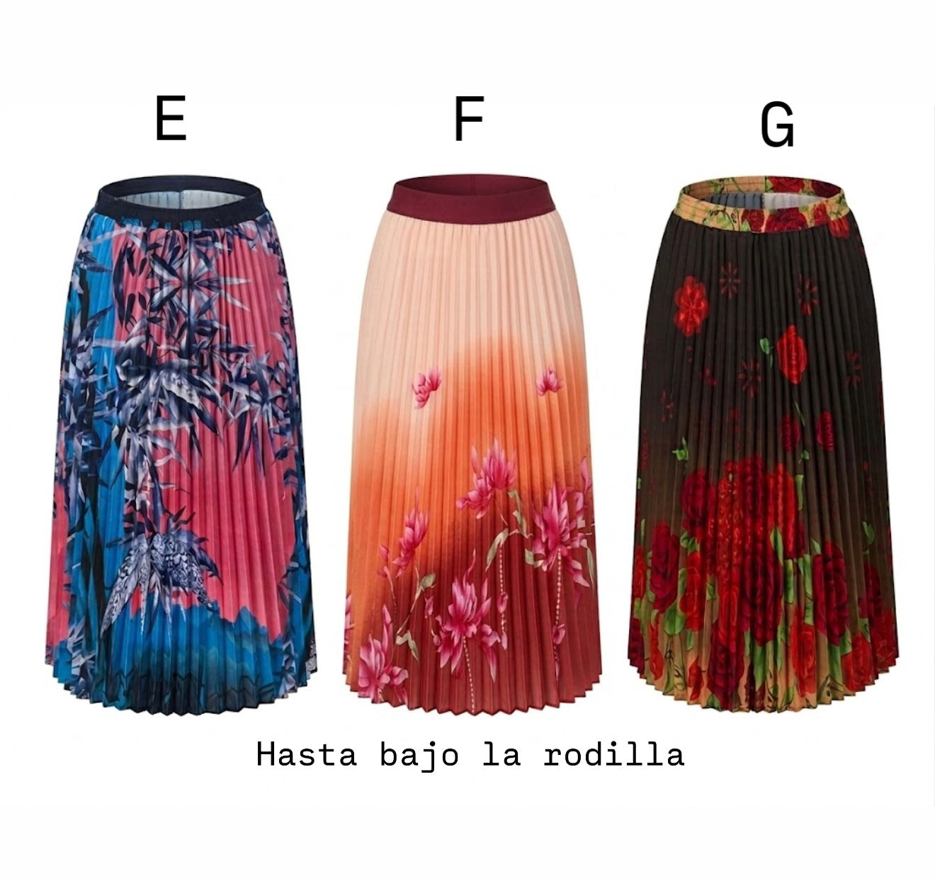 Faldas plisadas, bajo la rodilla