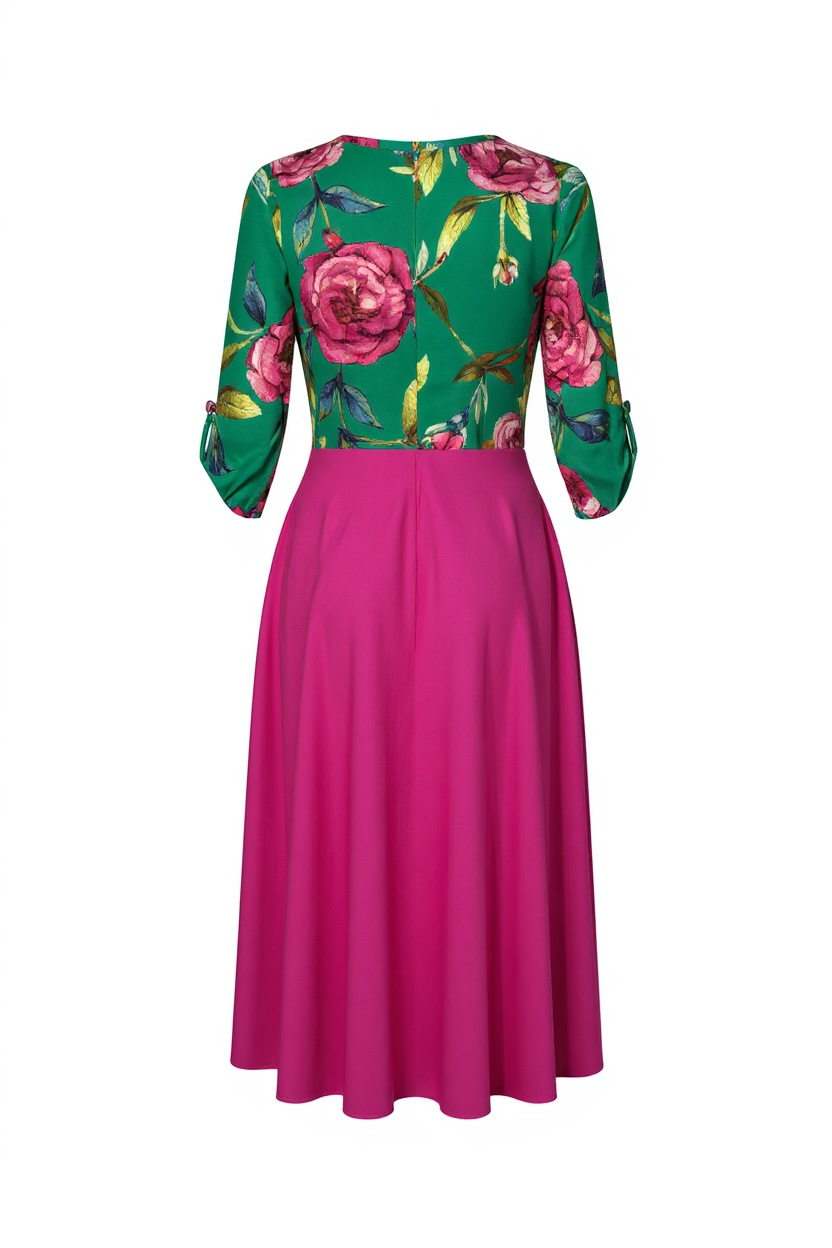 Vestido con saquito floral integrado
